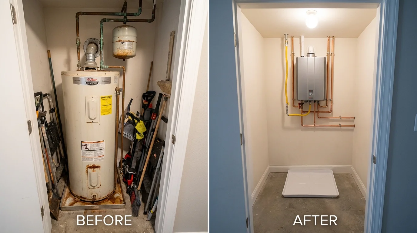 Tank water heater versus wall-mounted tankless unit comparison for Altadena, CA homeowners
