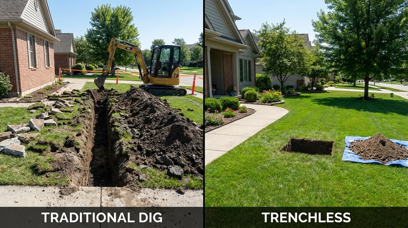 Trenchless sewer repair with minimal yard damage versus traditional excavation in Altadena, CA